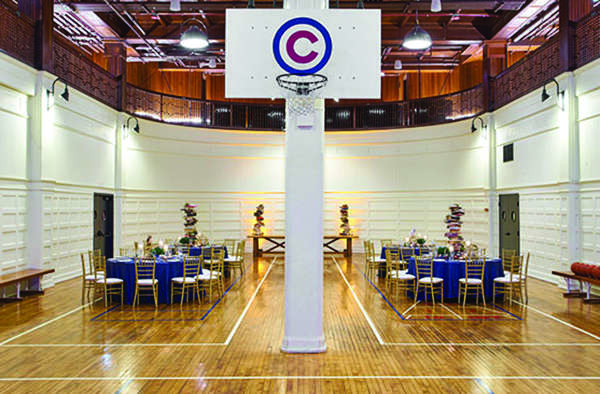  the basketball court at the Chicago Athletic hotel doubles as a venue space for your perfect holiday party.
