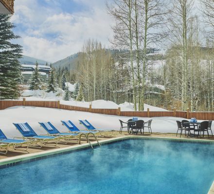 Pool in Vail, Colorado surrounded by snow