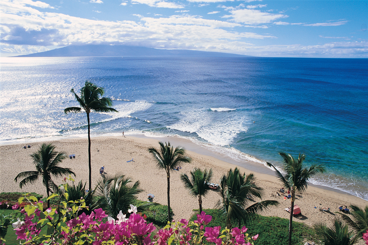 View of Kaanapali Beach from a high floor.