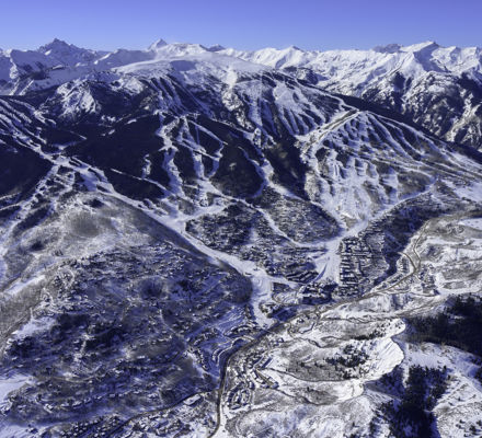 Aerial view of Snowmass Village, CO