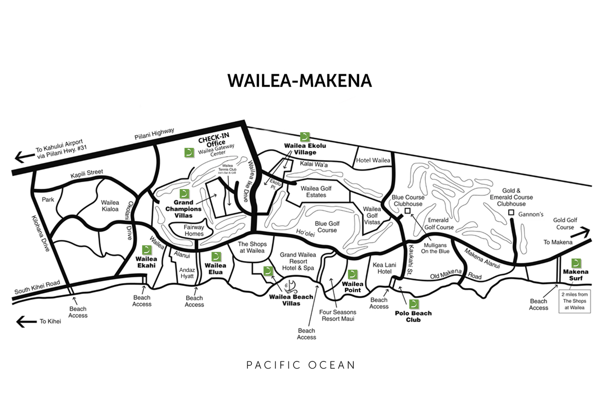 Map Of Wailea Hotels Resorts In Maui Hawaii | Destination Residences Hawaii - Resort Map |  Makena Resort