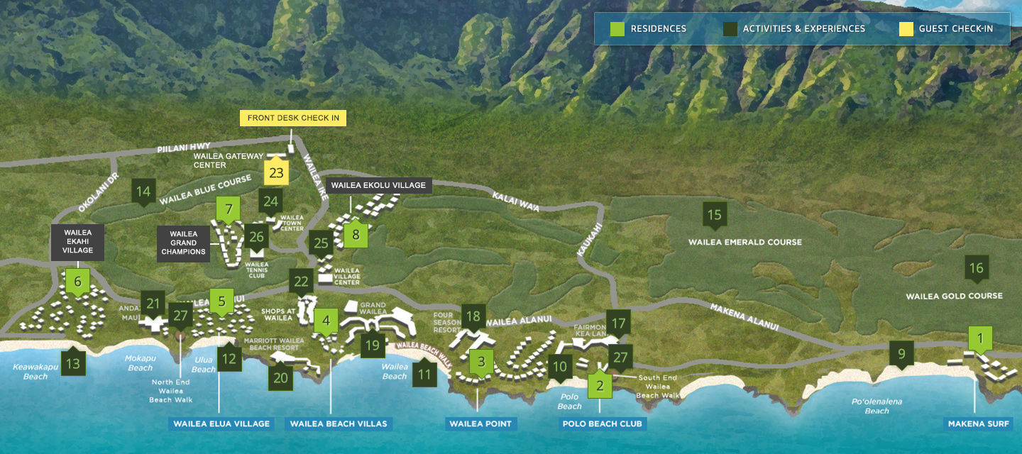 Resorts in Maui Hawaii Destination Residences Hawaii Resort Map
