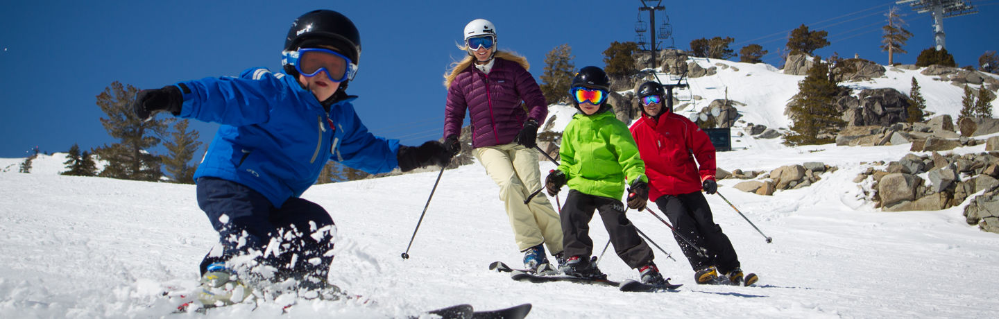 Family skiing at Squaw Valley, Resort at Squaw Creek