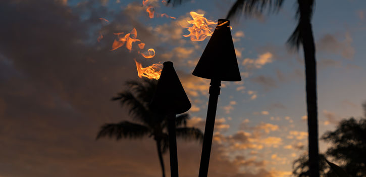 DR_Hawaii_Wailea Beach Villas_Grounds_Sunset_Tiki Torches