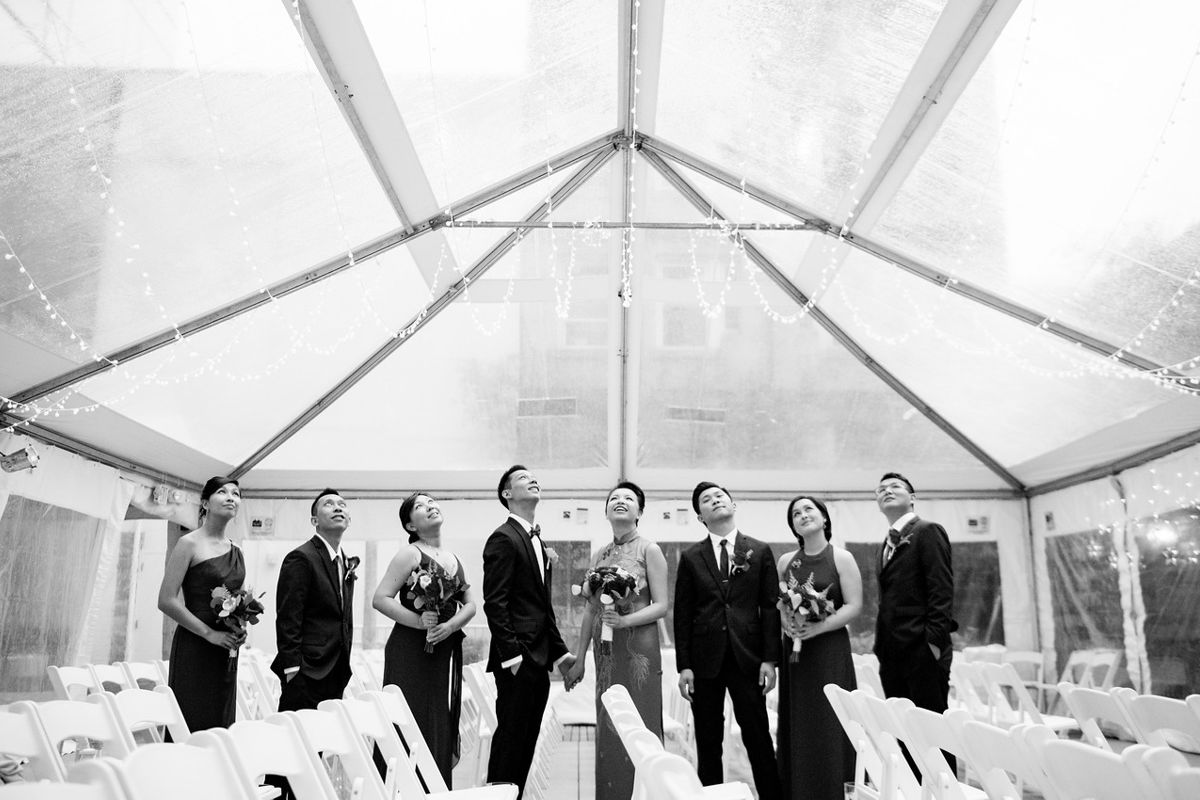Bridal Party In Wedding Tent
