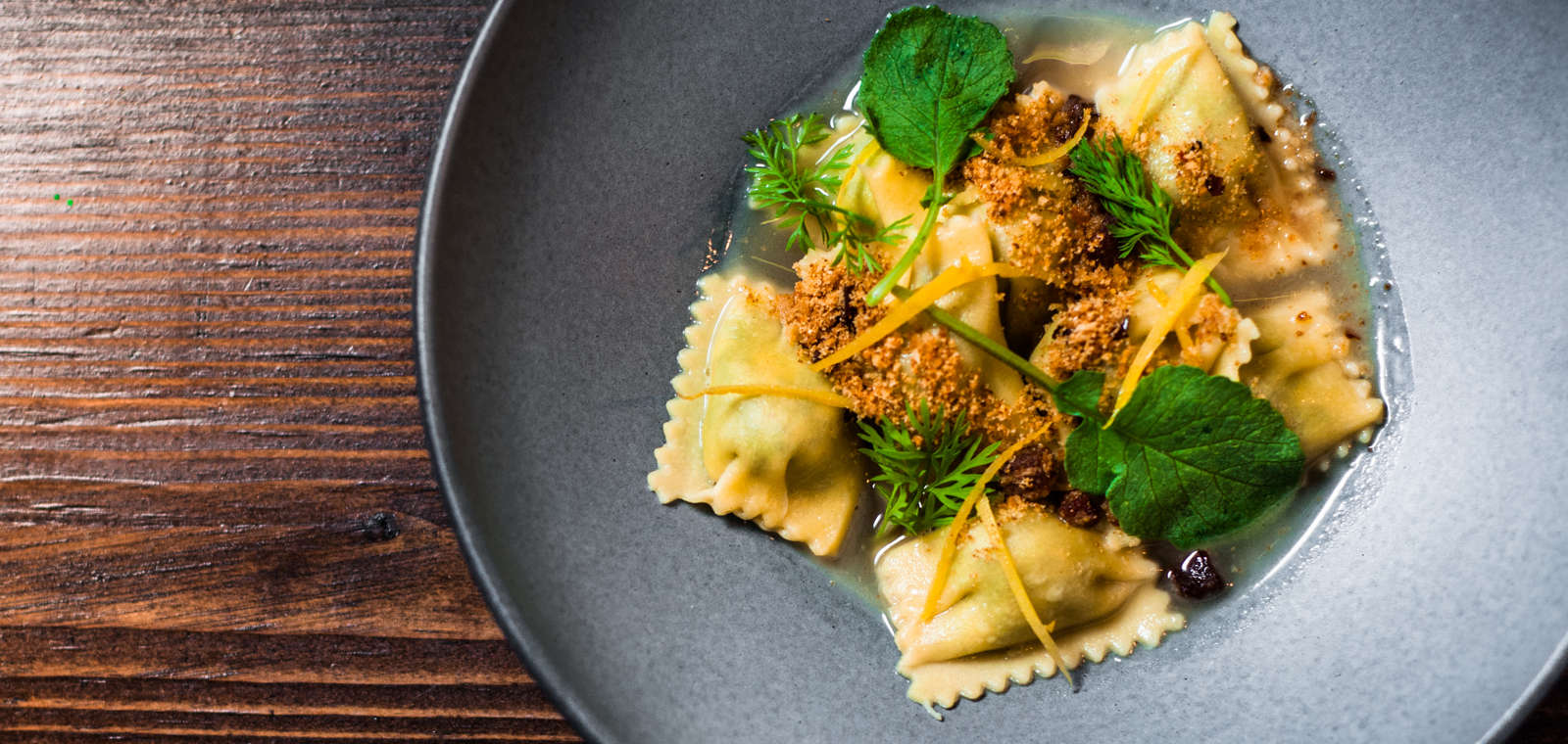 Mustard Green Agnolotti From Square Meal