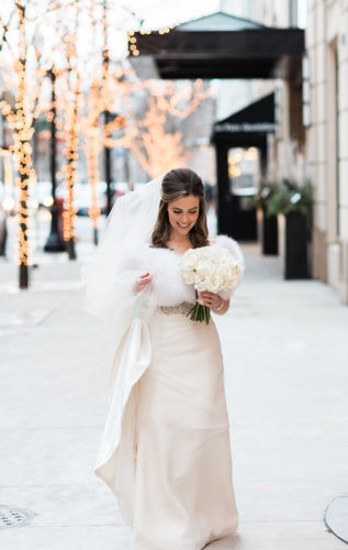 Talbott Hotel_Weddings_Bride Walking on Sidewalk